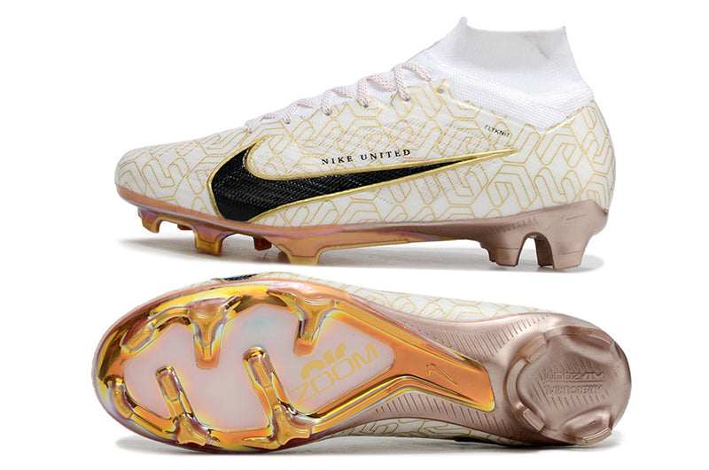 Chuteira Nike Air Zoom Mercurial Superfly 9 Elite Golden Pack Campo - Branco