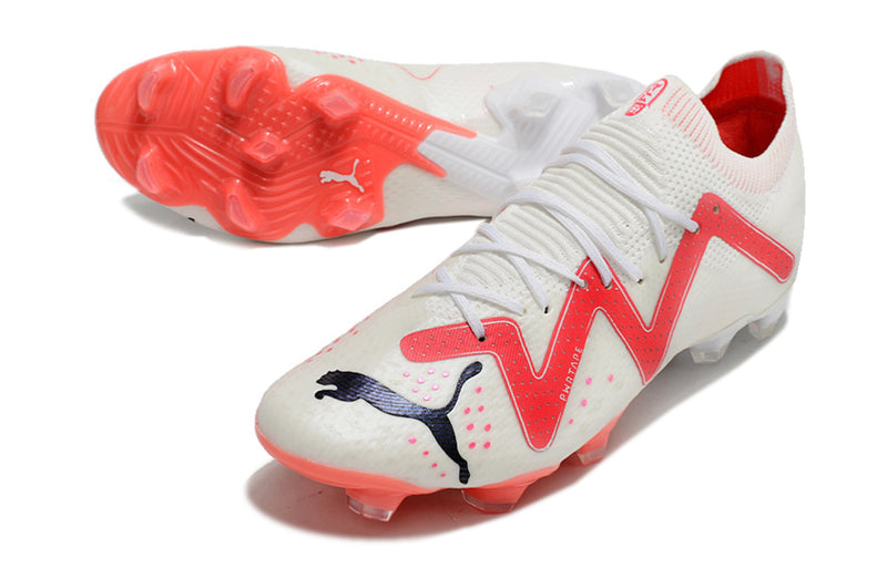 Chuteira de Campo Puma Future Ultimate Branca e Vermelha Breakthrough Pack