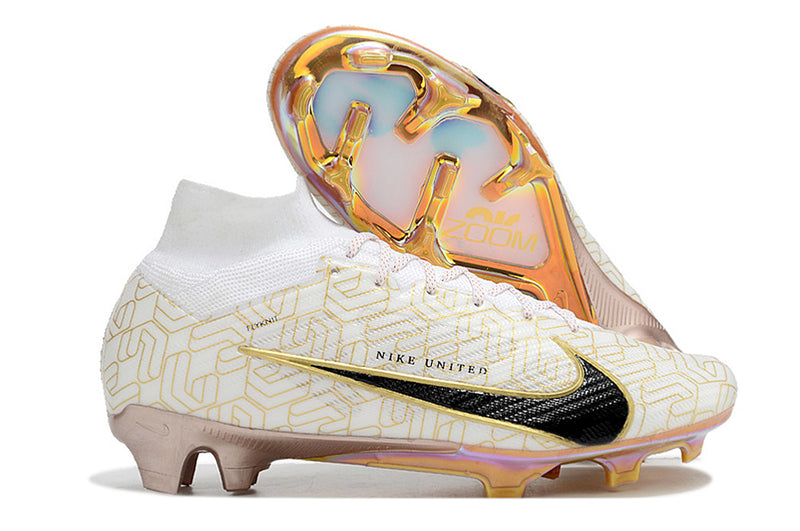 Chuteira Nike Air Zoom Mercurial Superfly 9 Elite Golden Pack Campo - Branco