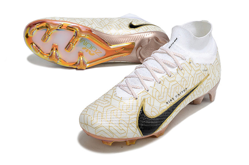 Chuteira Nike Air Zoom Mercurial Superfly 9 Elite Golden Pack Campo - Branco